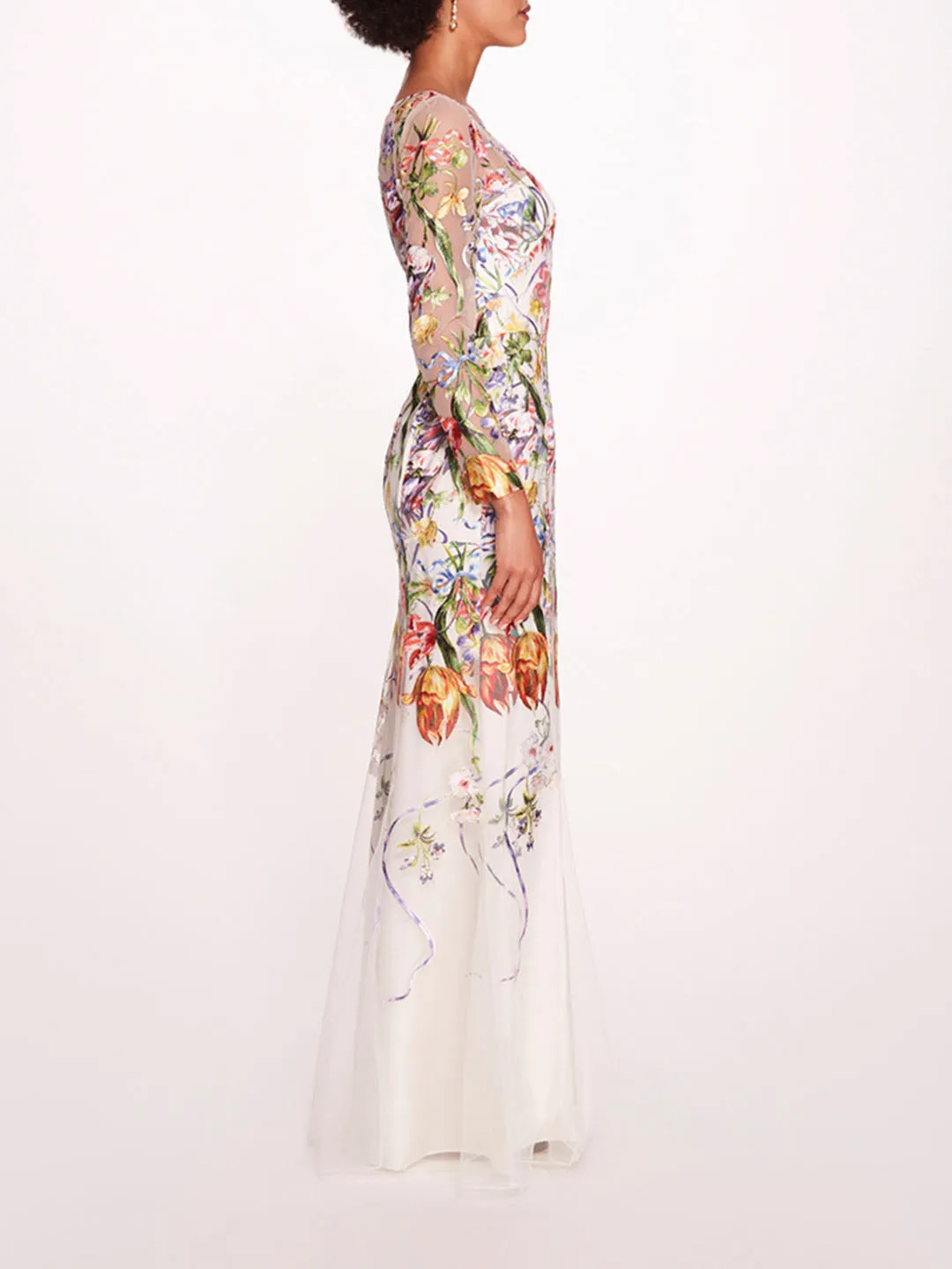 Ribbons Long Sleeve Gown sold by Marchesa product image thumbnail 3