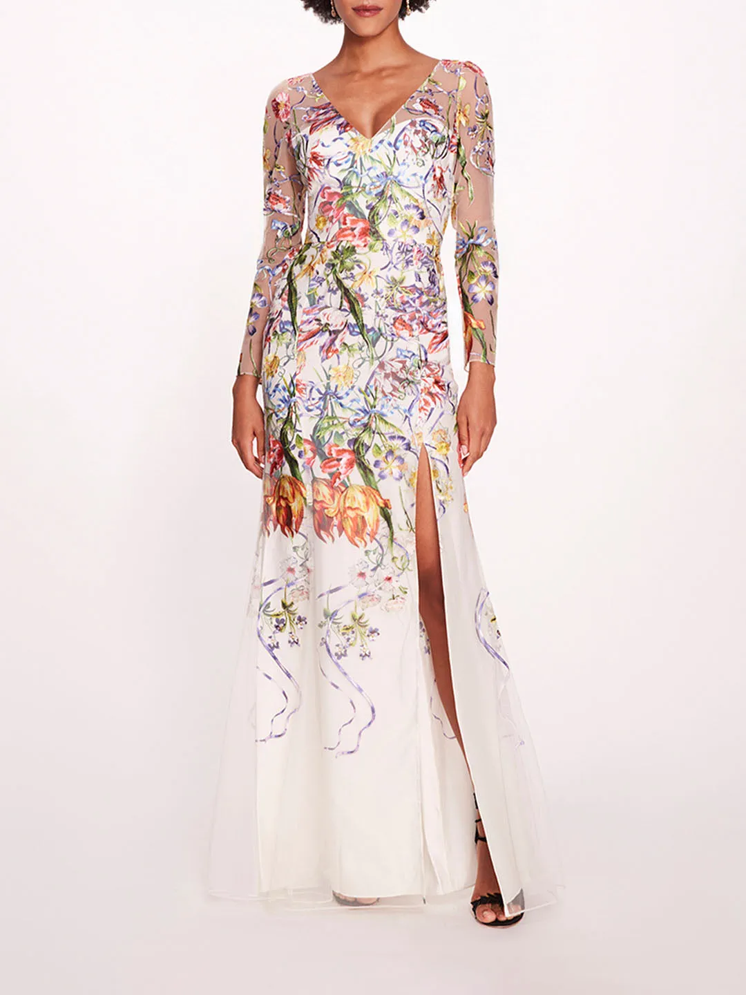 Ribbons Long Sleeve Gown sold by Marchesa