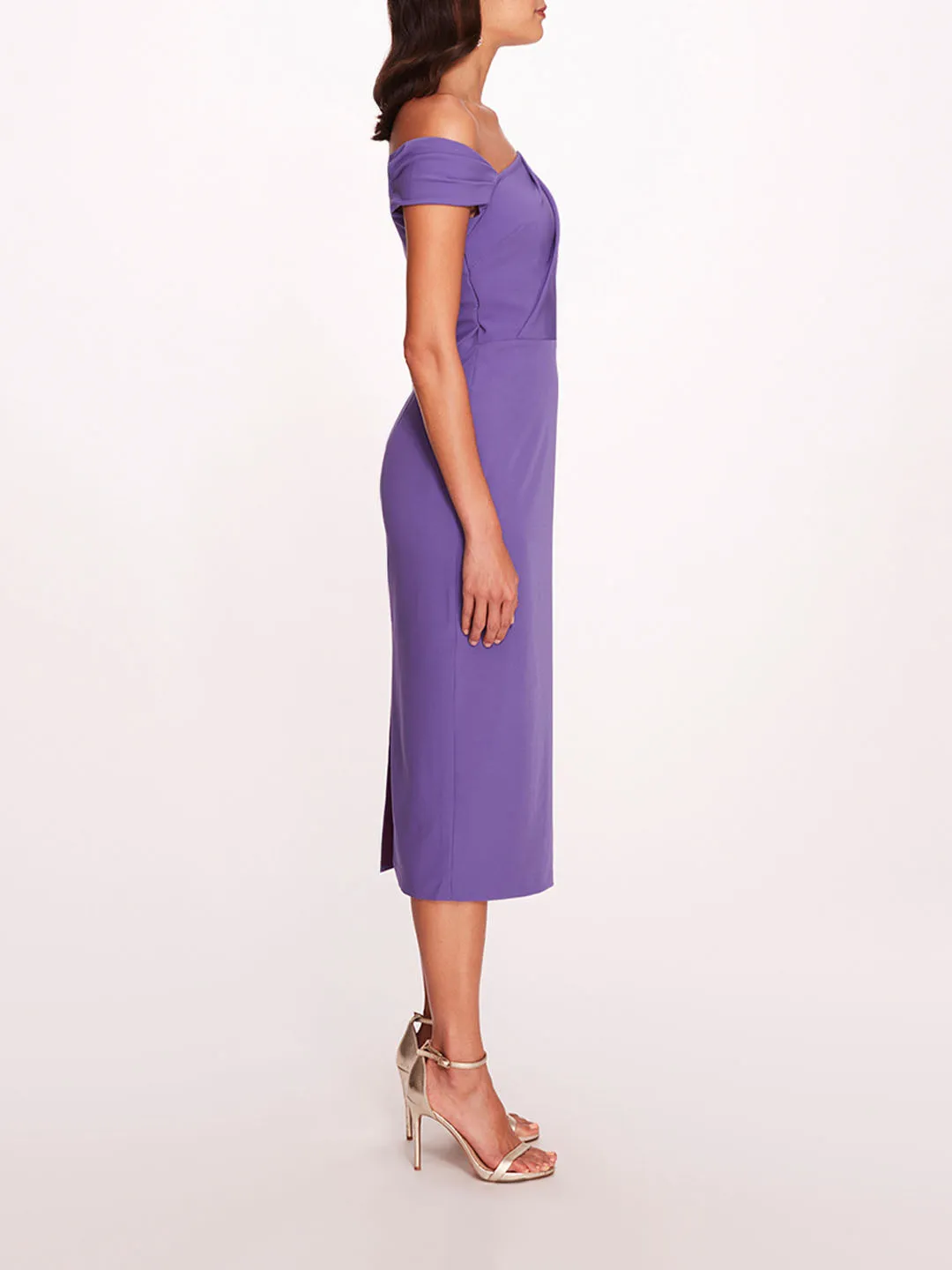 Asymmetrical Crepe Midi Dress sold by Marchesa product image thumbnail 3