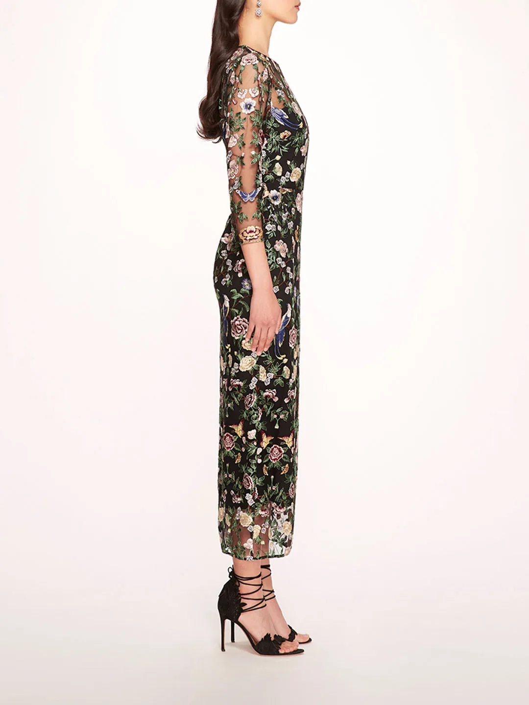 Long Botanical Embroidered Midi Dress sold by Marchesa product image thumbnail 3