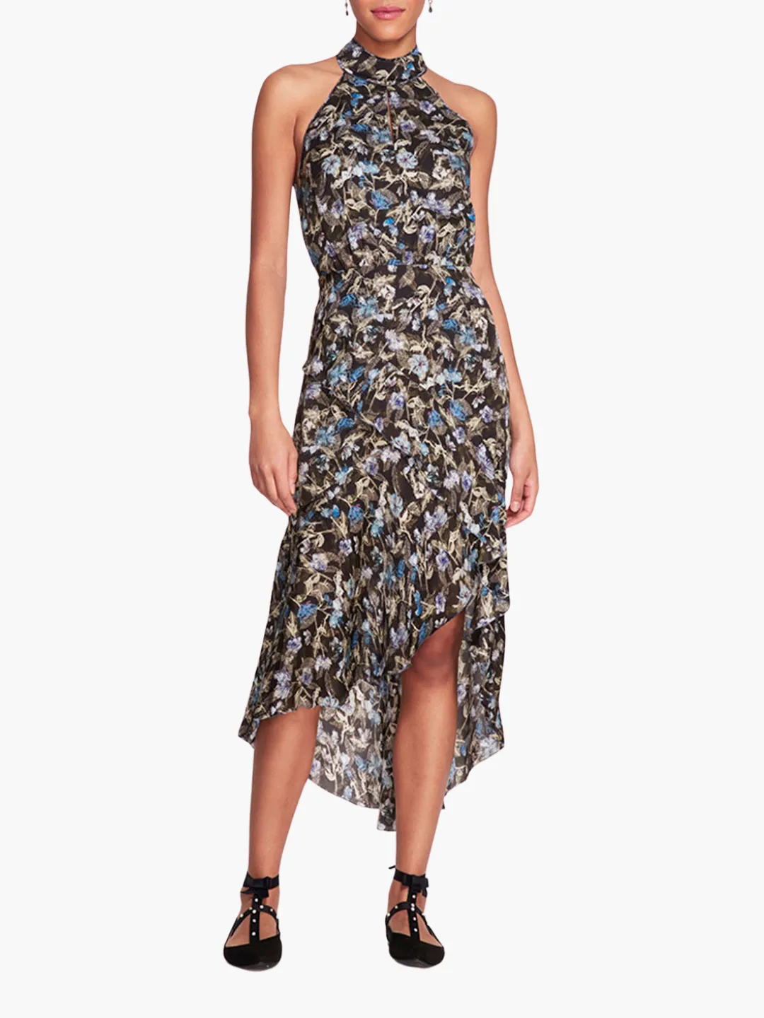 Magnolia Printed Viscose Halter Midi Dress sold by Marchesa