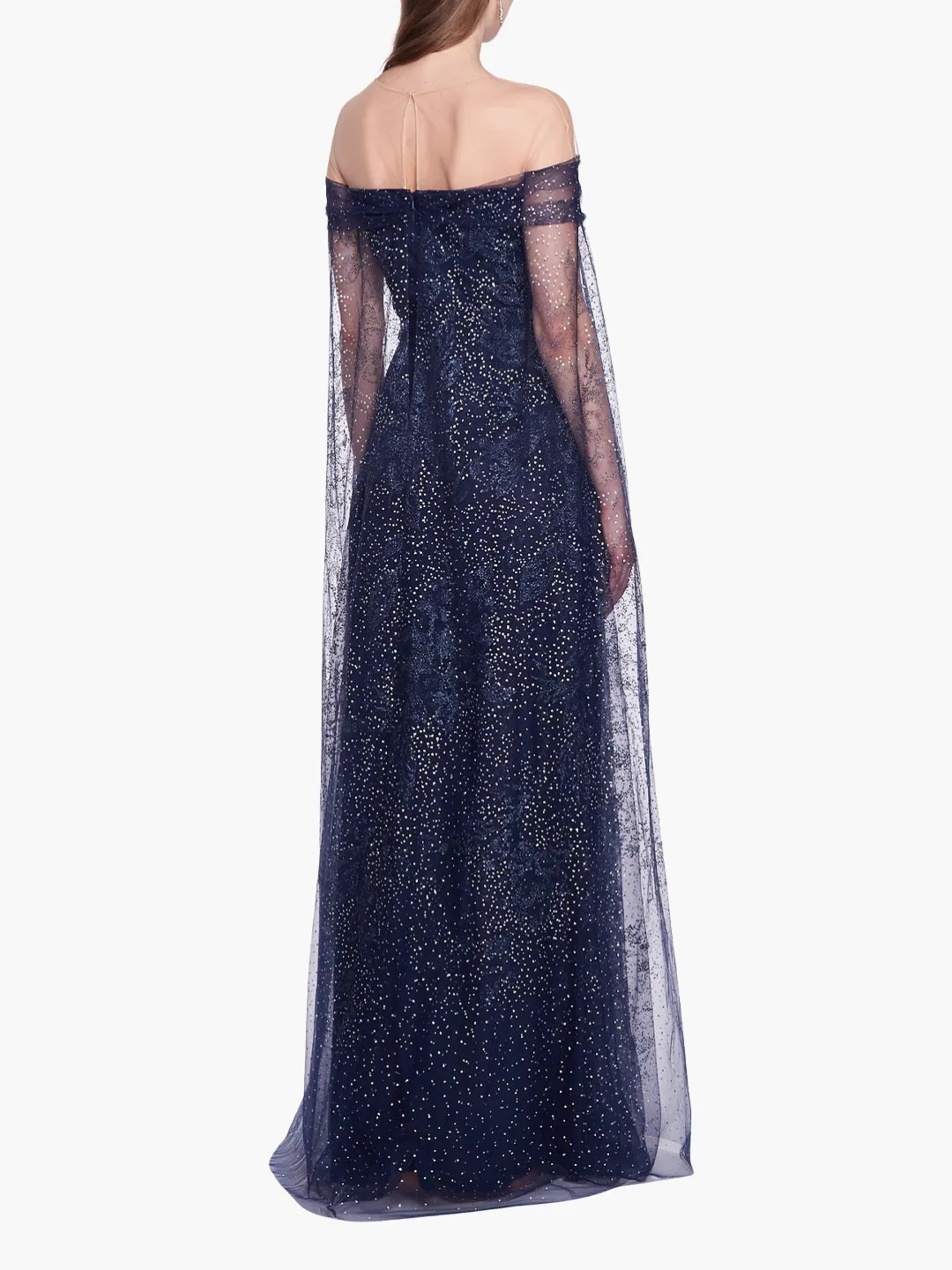 Off-Shoulder Glitter Cape Gown sold by Marchesa product image thumbnail 2