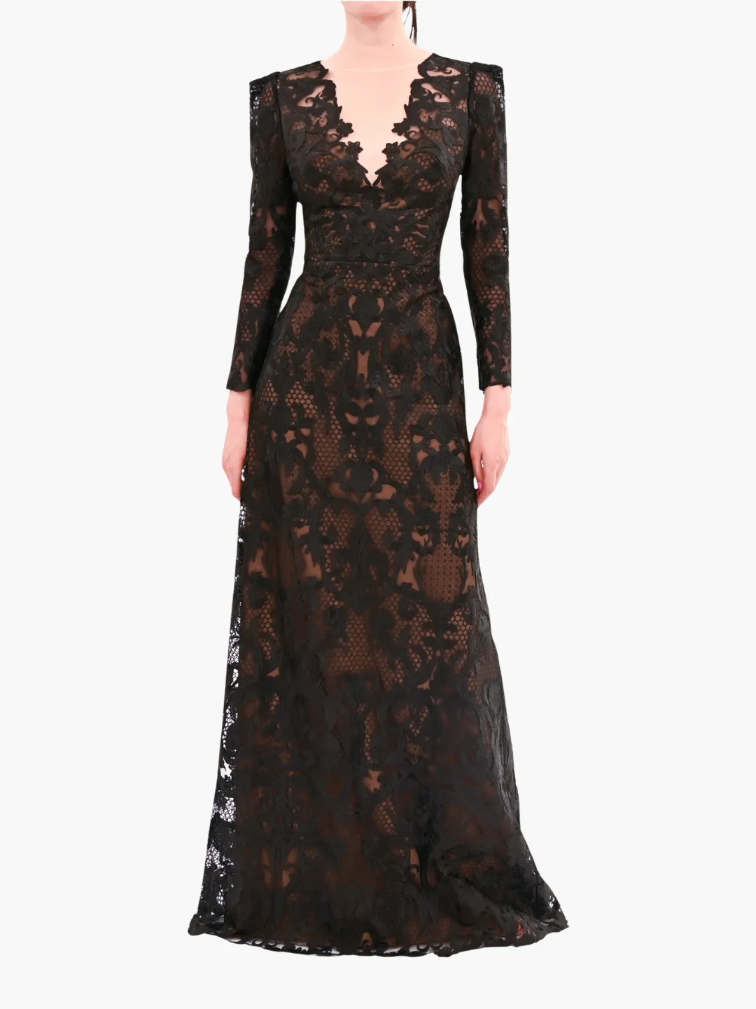 Nocturnes Long Sleeve Lace Gown sold by Marchesa