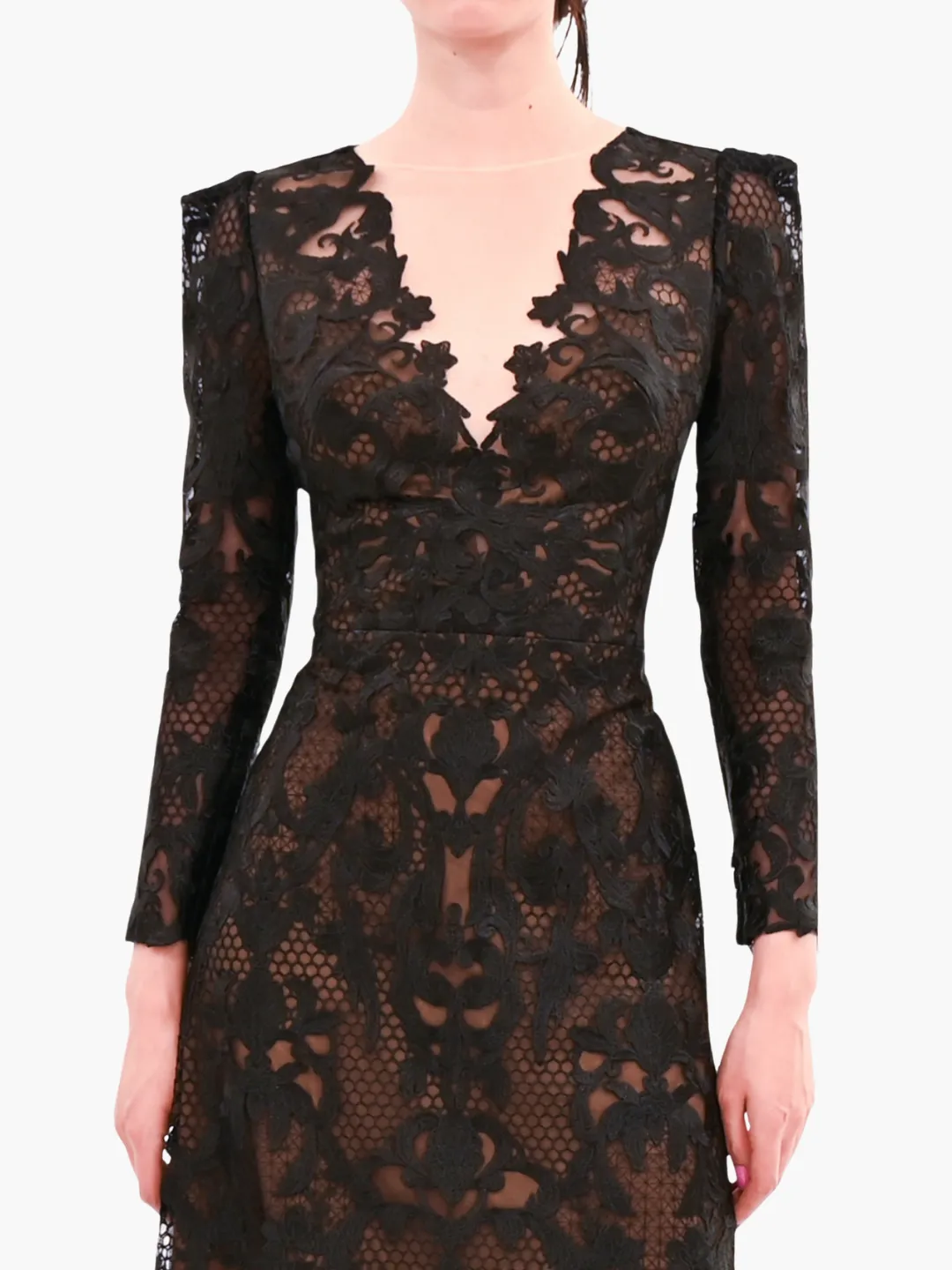 Nocturnes Long Sleeve Lace Gown sold by Marchesa product image thumbnail 2
