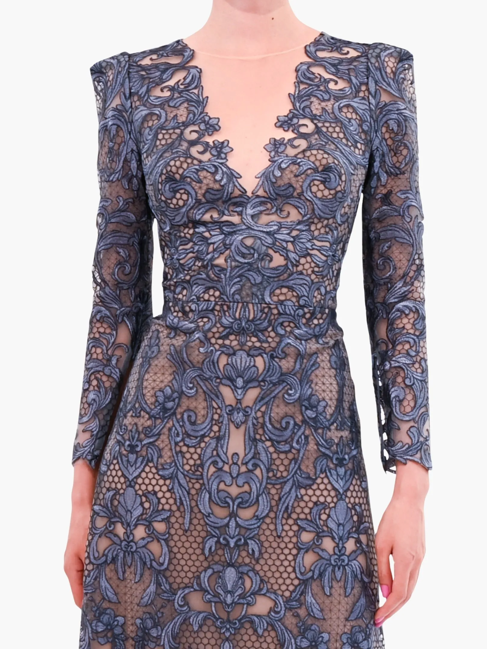 Nocturnes Lace Long Sleeve Gown sold by Marchesa product image thumbnail 2