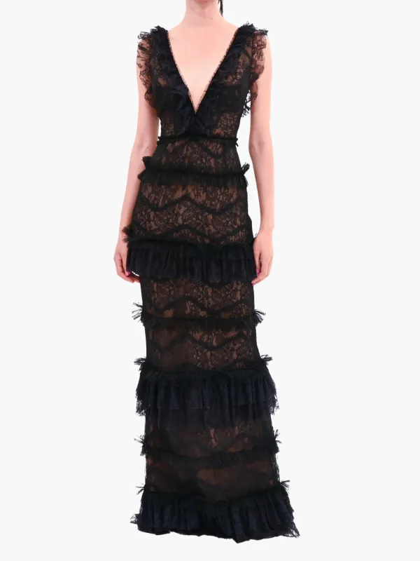 Chantilly Lace Tiered Gown made by Marchesa