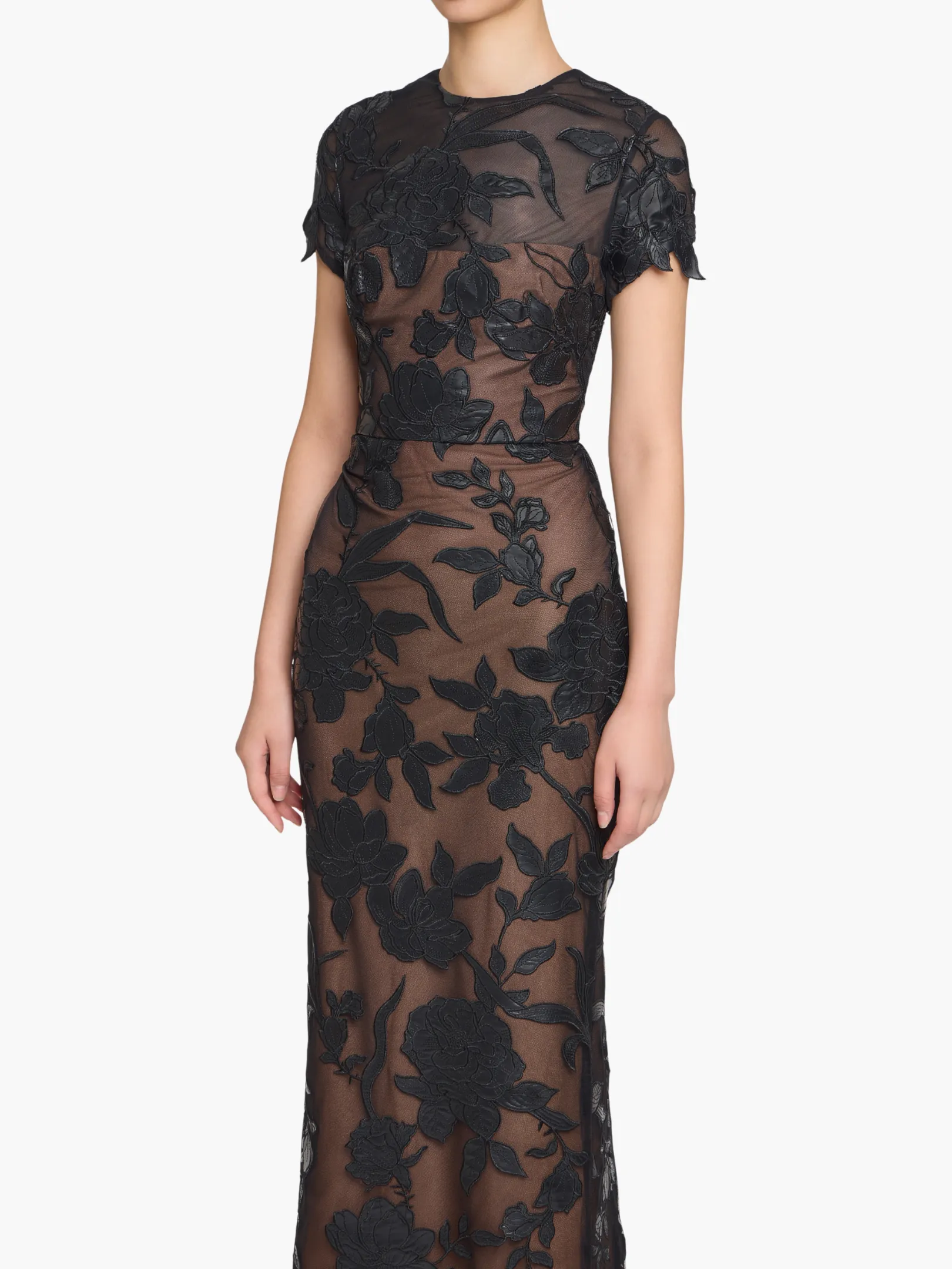 Leather Guipure Sheath Maxi Dress sold by Marchesa product image thumbnail 4