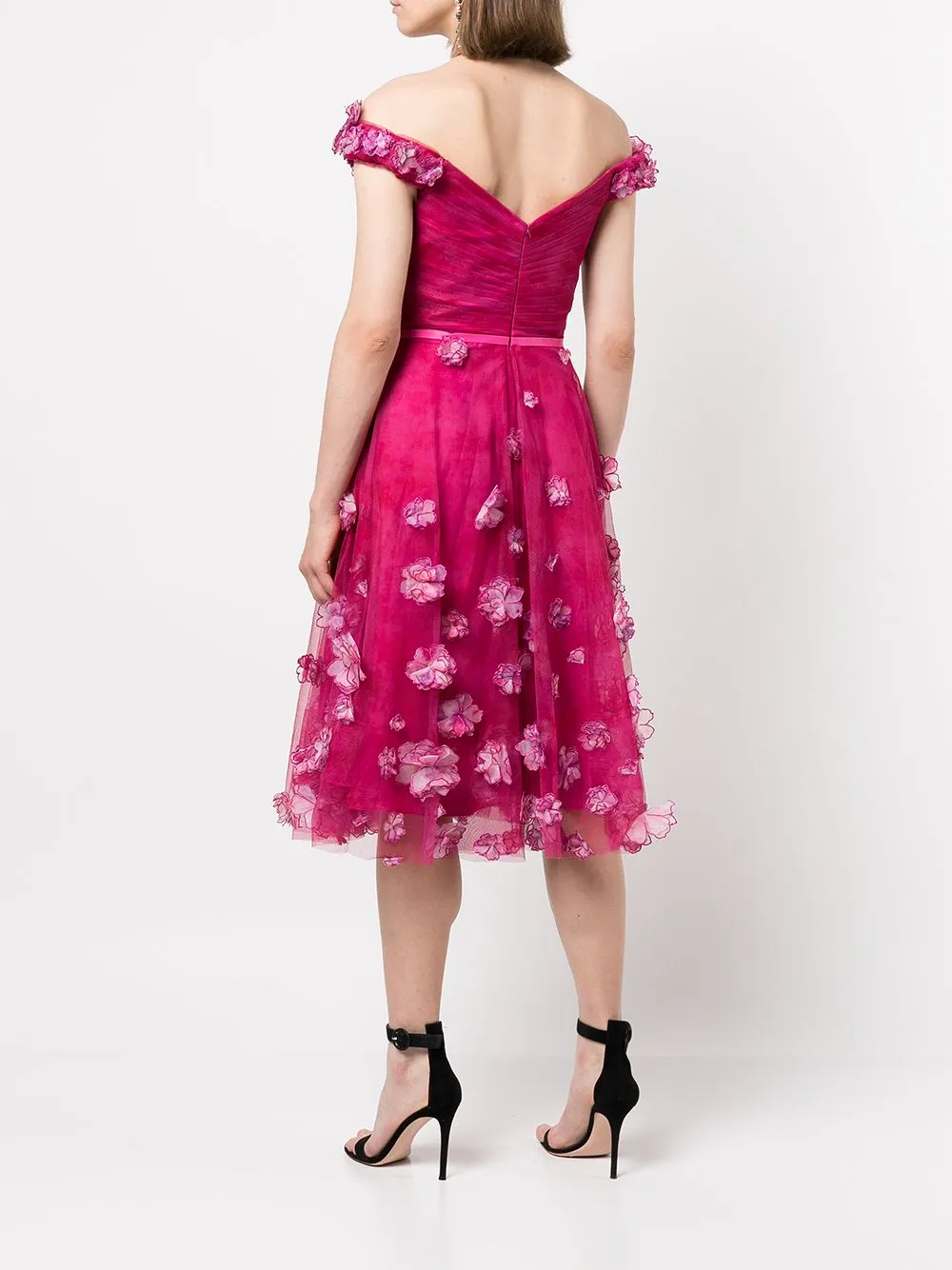 Off Shoulder Cocktail With Ombre 3D Flowers sold by Marchesa product image thumbnail 3