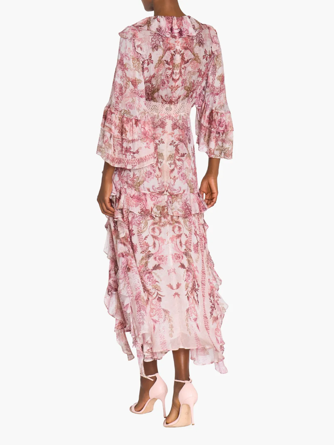 Reverie Cascading Ruffle Chiffon Midi Dress sold by Marchesa product image thumbnail 2
