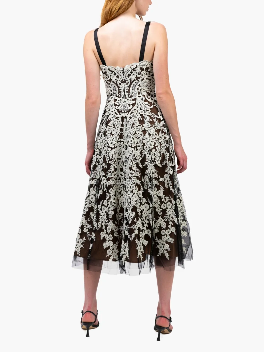 Mirrored Lace Floral Midi Dress sold by Marchesa product image thumbnail 2