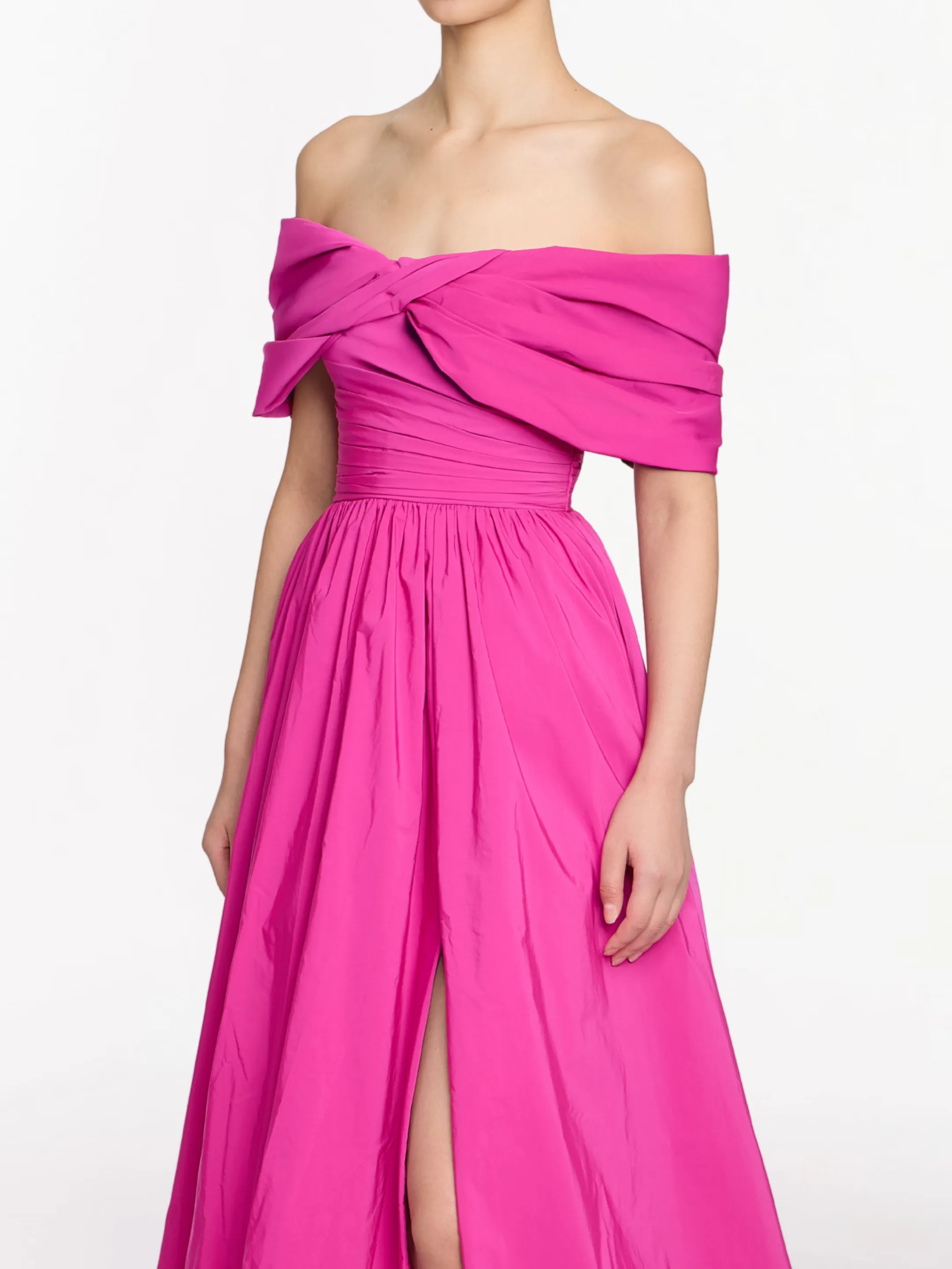 Off Shoulder Draped Sleeve Ball Gown With Slit sold by Marchesa product image thumbnail 4
