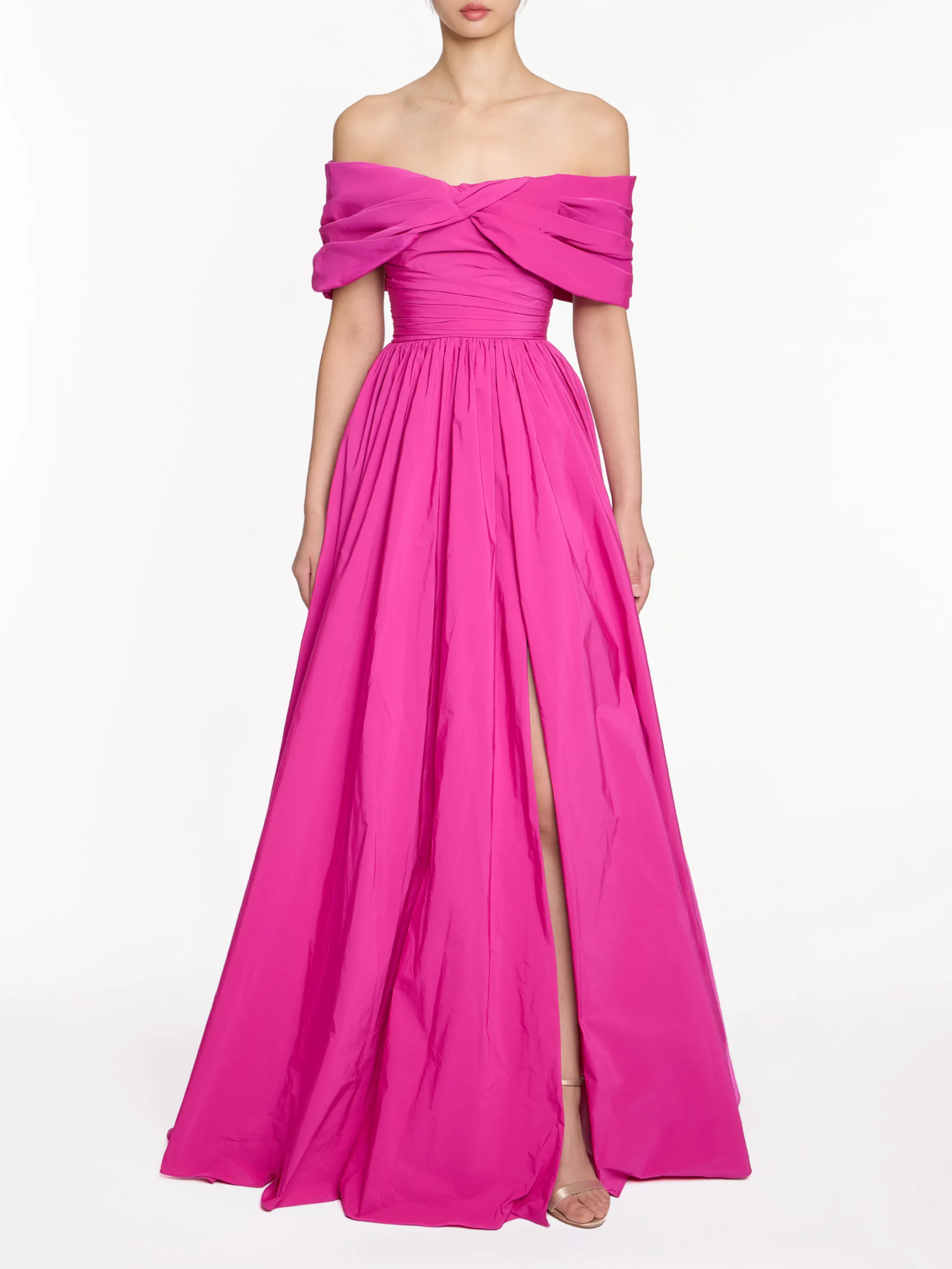 Off Shoulder Draped Sleeve Ball Gown With Slit sold by Marchesa