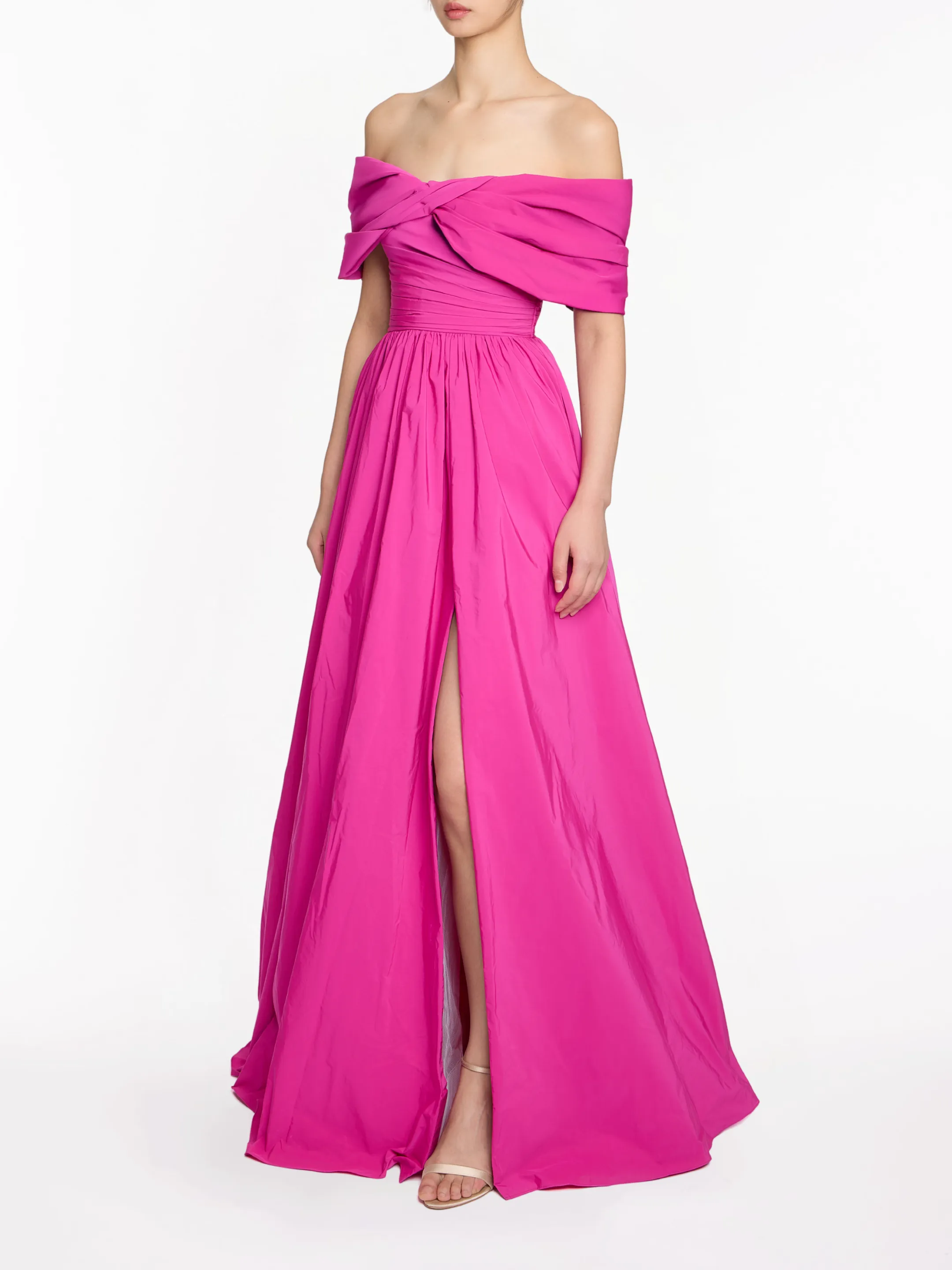 Off Shoulder Draped Sleeve Ball Gown With Slit sold by Marchesa product image thumbnail 3