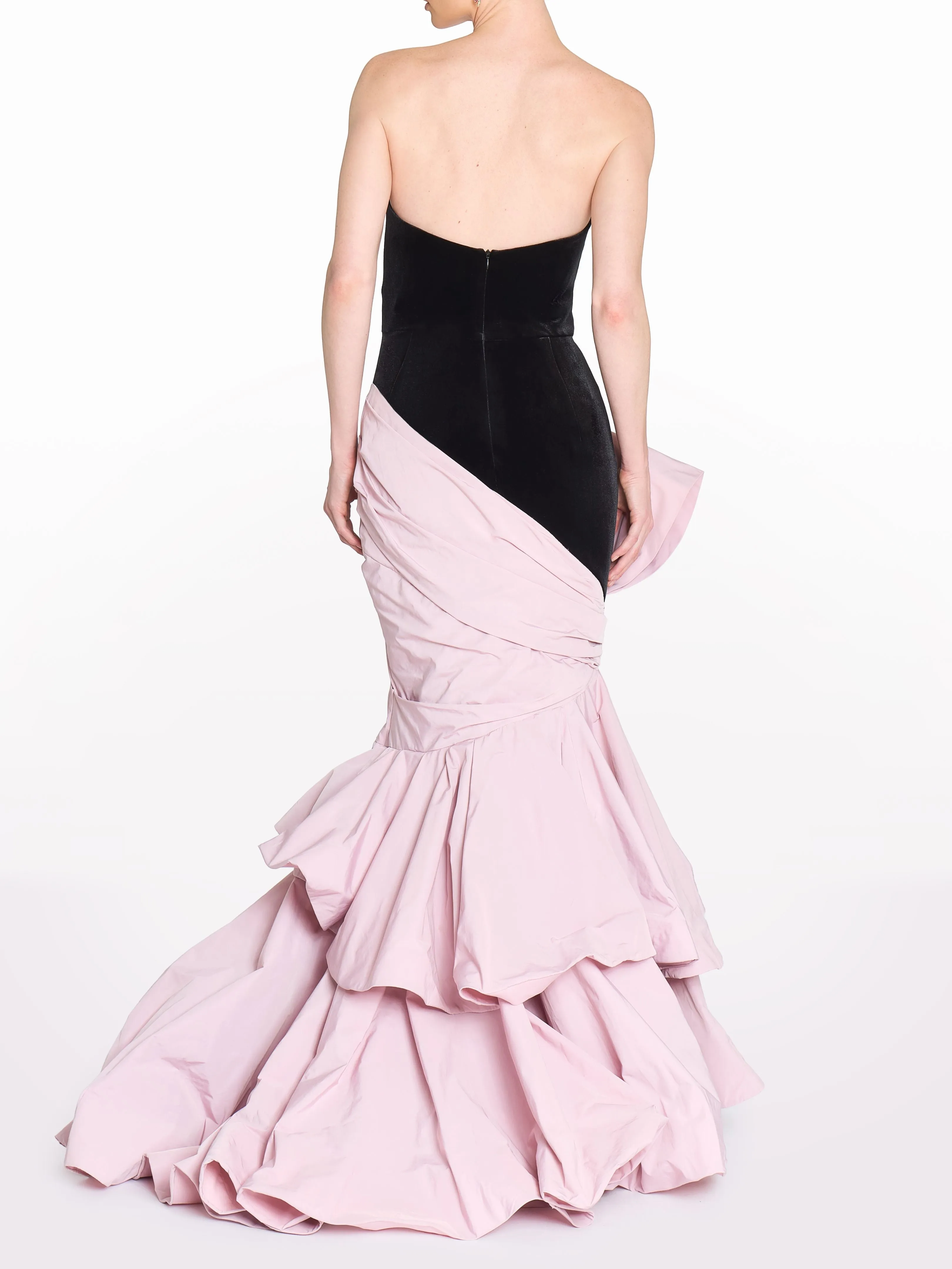 Stretch Velvet Strapless Gown With Draped Cotton Structure sold by Marchesa product image thumbnail 3