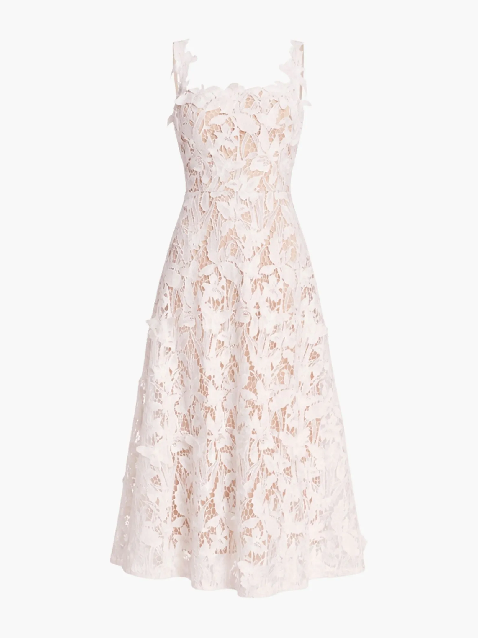 Lace Guipure Sleeveless A-line Midi Cocktail Dress sold by Marchesa product image thumbnail 4