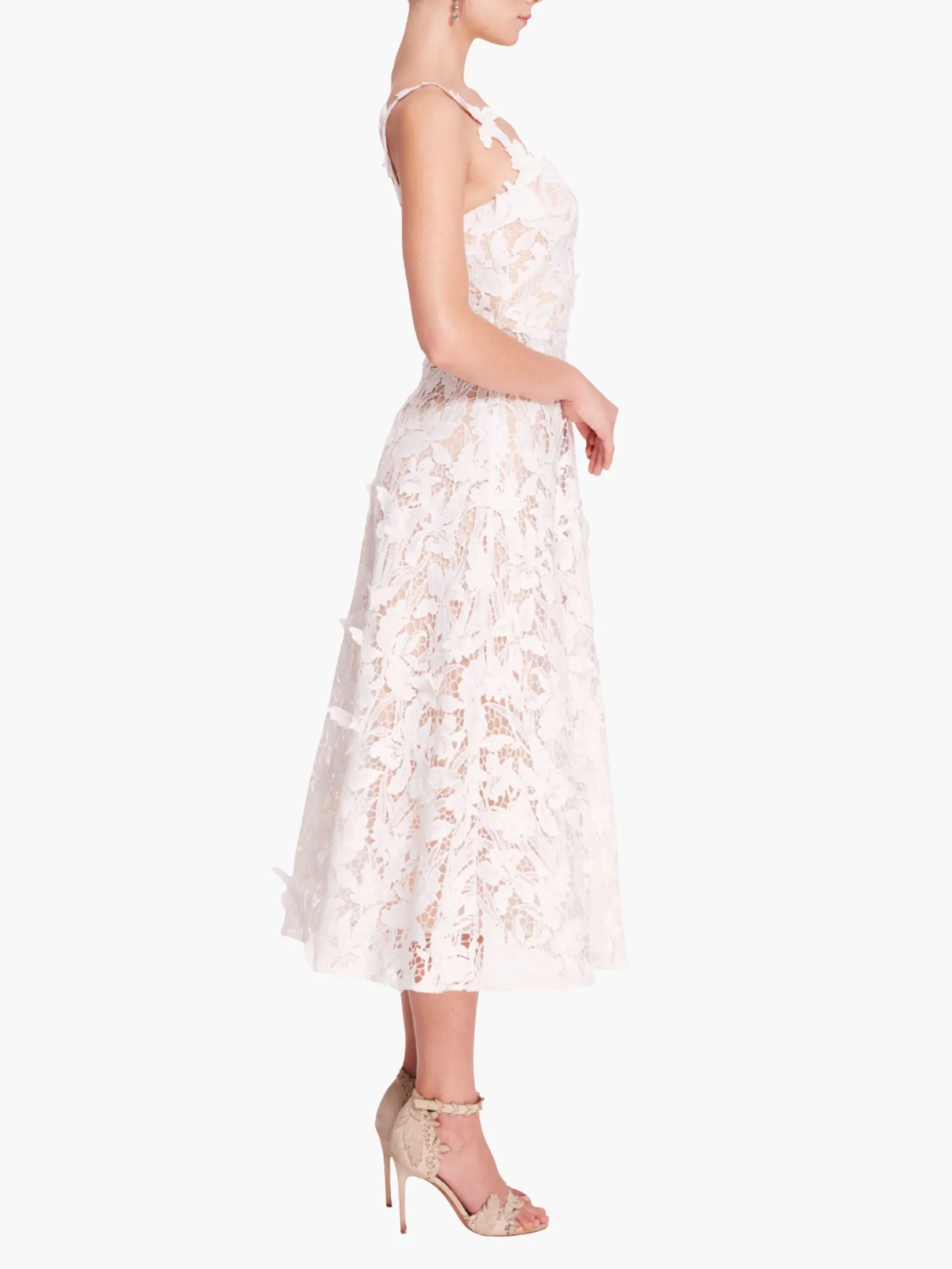 Lace Guipure Sleeveless A-line Midi Cocktail Dress sold by Marchesa product image thumbnail 2