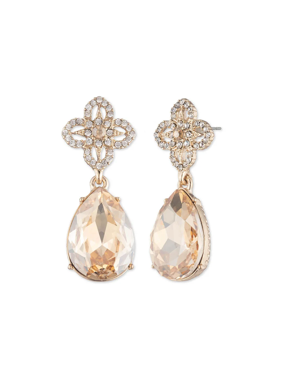 Gold Lace Stone Post Earring sold by Marchesa