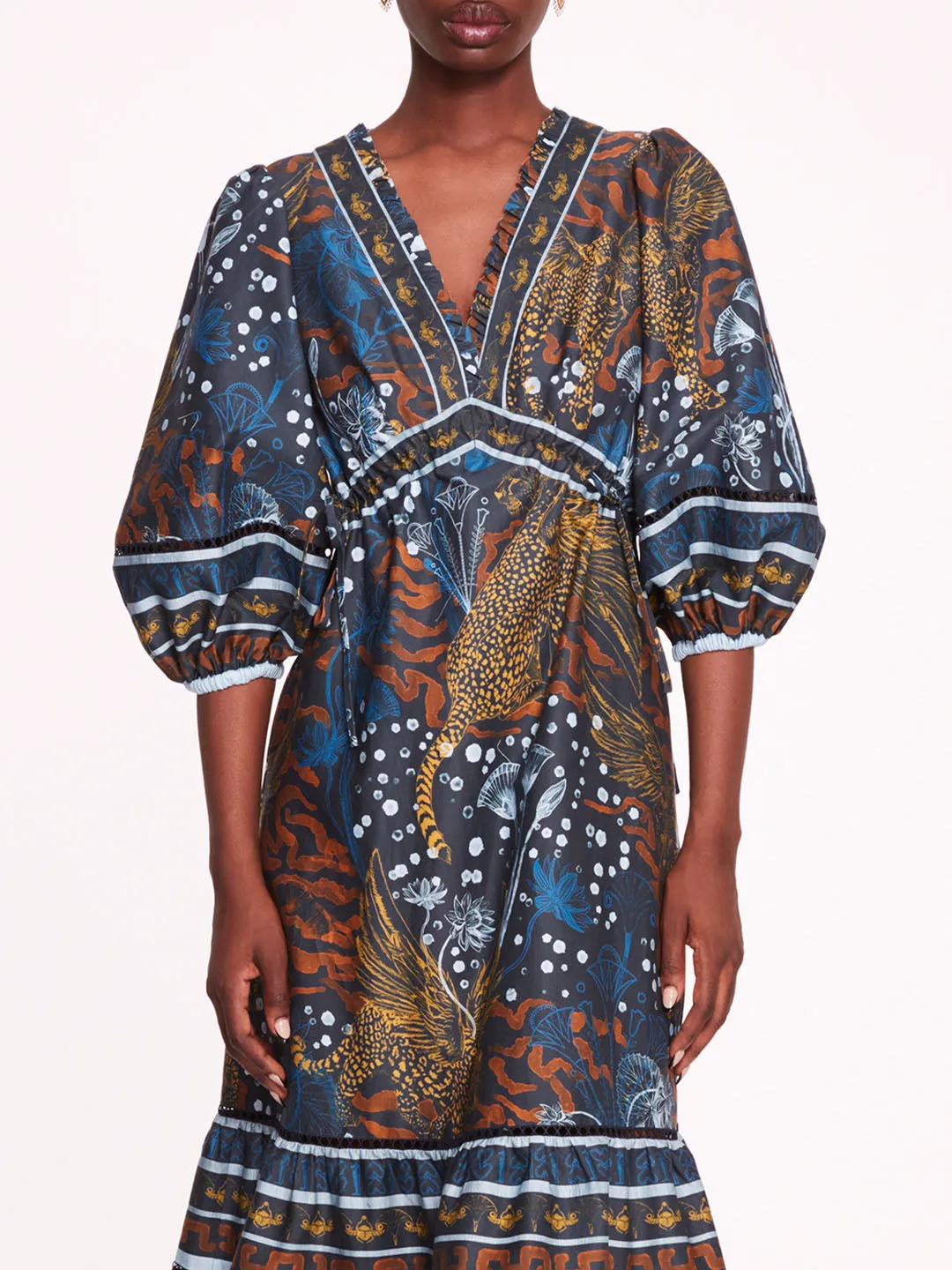 Flying Cheetah Tiered Midi Dress sold by Marchesa product image thumbnail 4