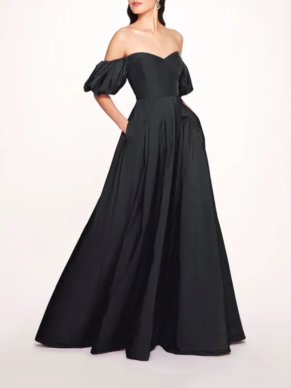 Balloon Sleeve Taffeta Gown sold by Marchesa