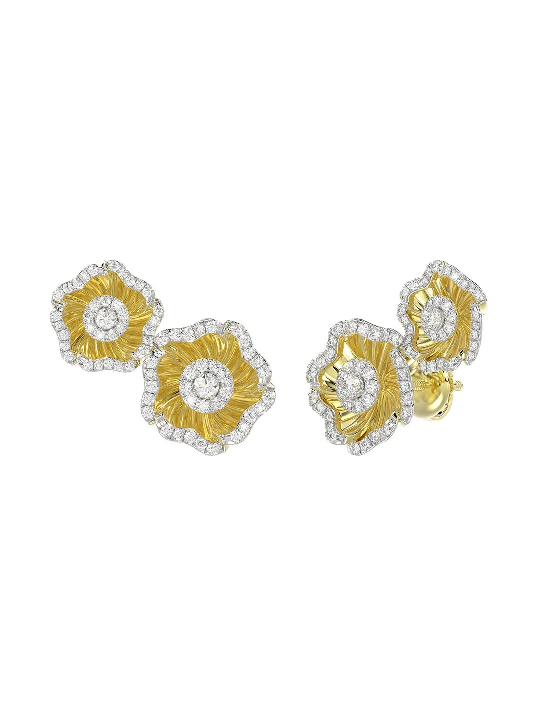 Halo Flower Yellow Gold Earrings sold by Marchesa product image thumbnail 2