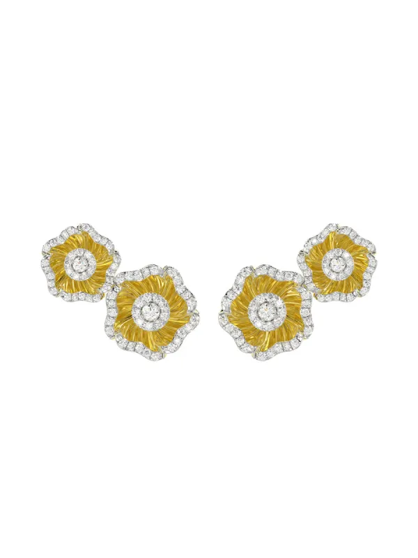 Halo Flower Yellow Gold Earrings sold by Marchesa