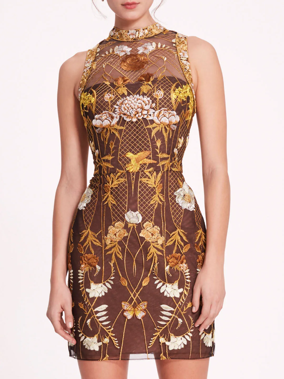 High Neck Tulle Mini Dress sold by Marchesa product image thumbnail 4