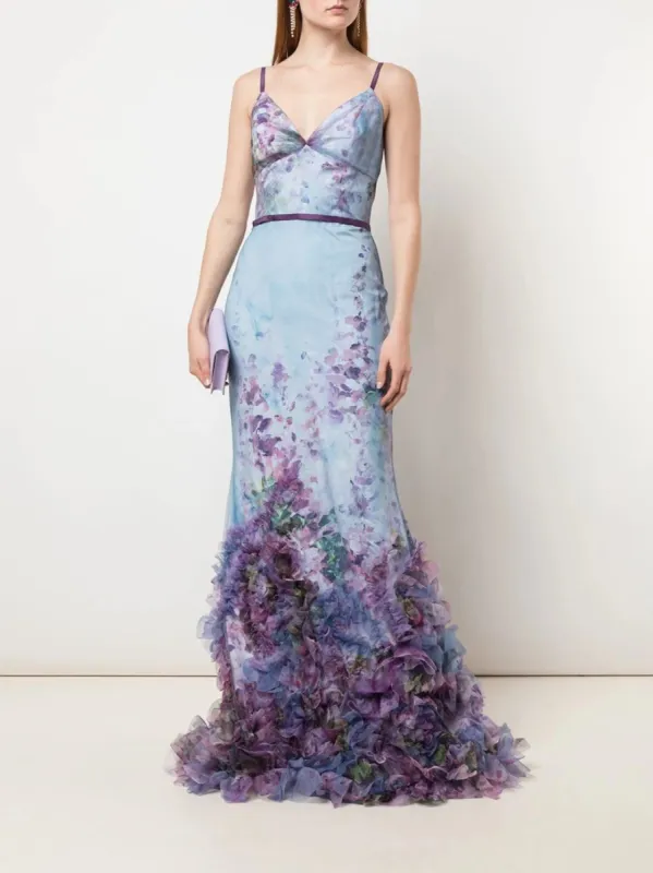 Fit-to-Flare Floral Texture Gown sold by Marchesa