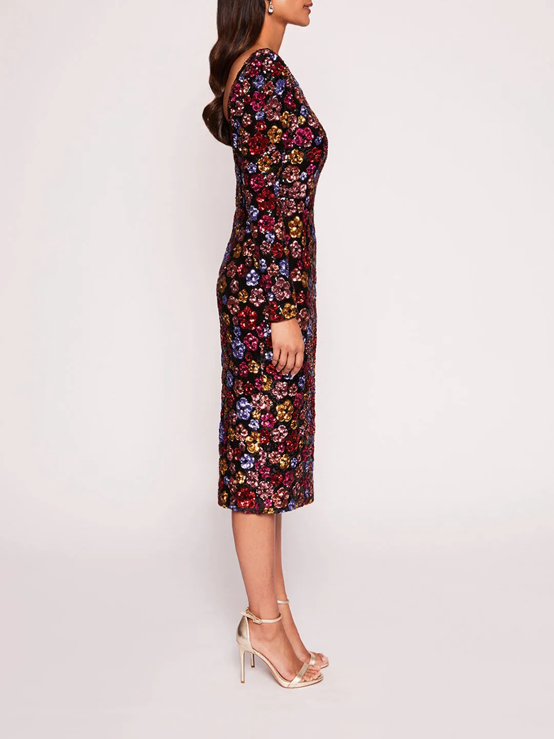 Sequin Bouquets Midi Dress sold by Marchesa product image thumbnail 3