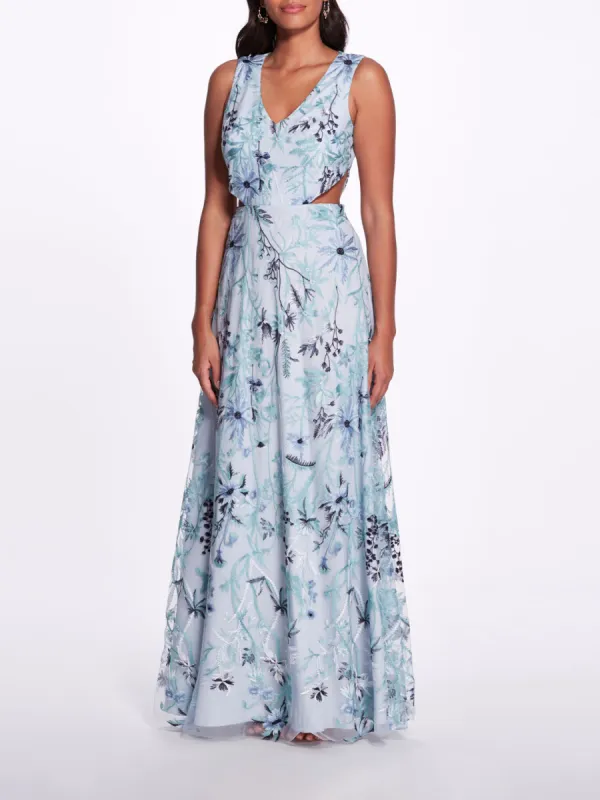 Keyhole Back Floral Gown sold by Marchesa