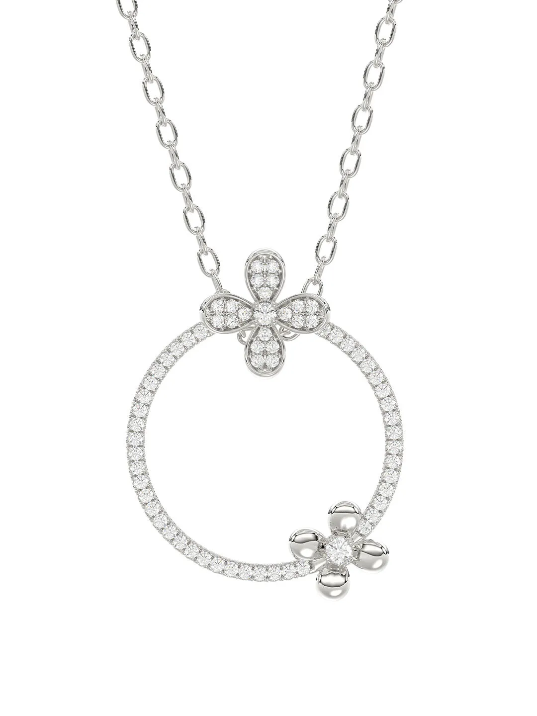 Floral White Gold Pendant Necklace sold by Marchesa product image thumbnail 2