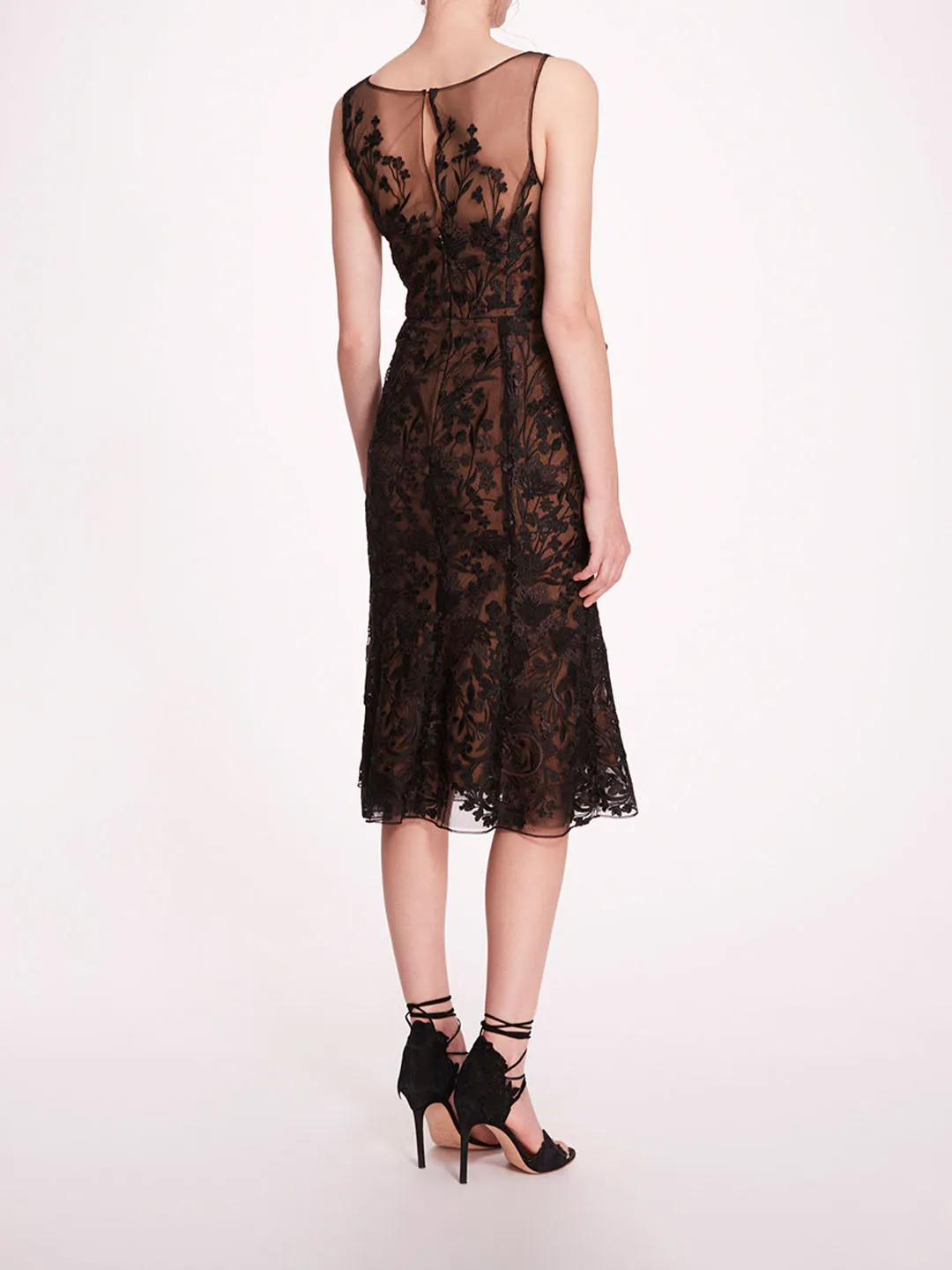 Embroidered Tulle Midi Dress sold by Marchesa product image thumbnail 2