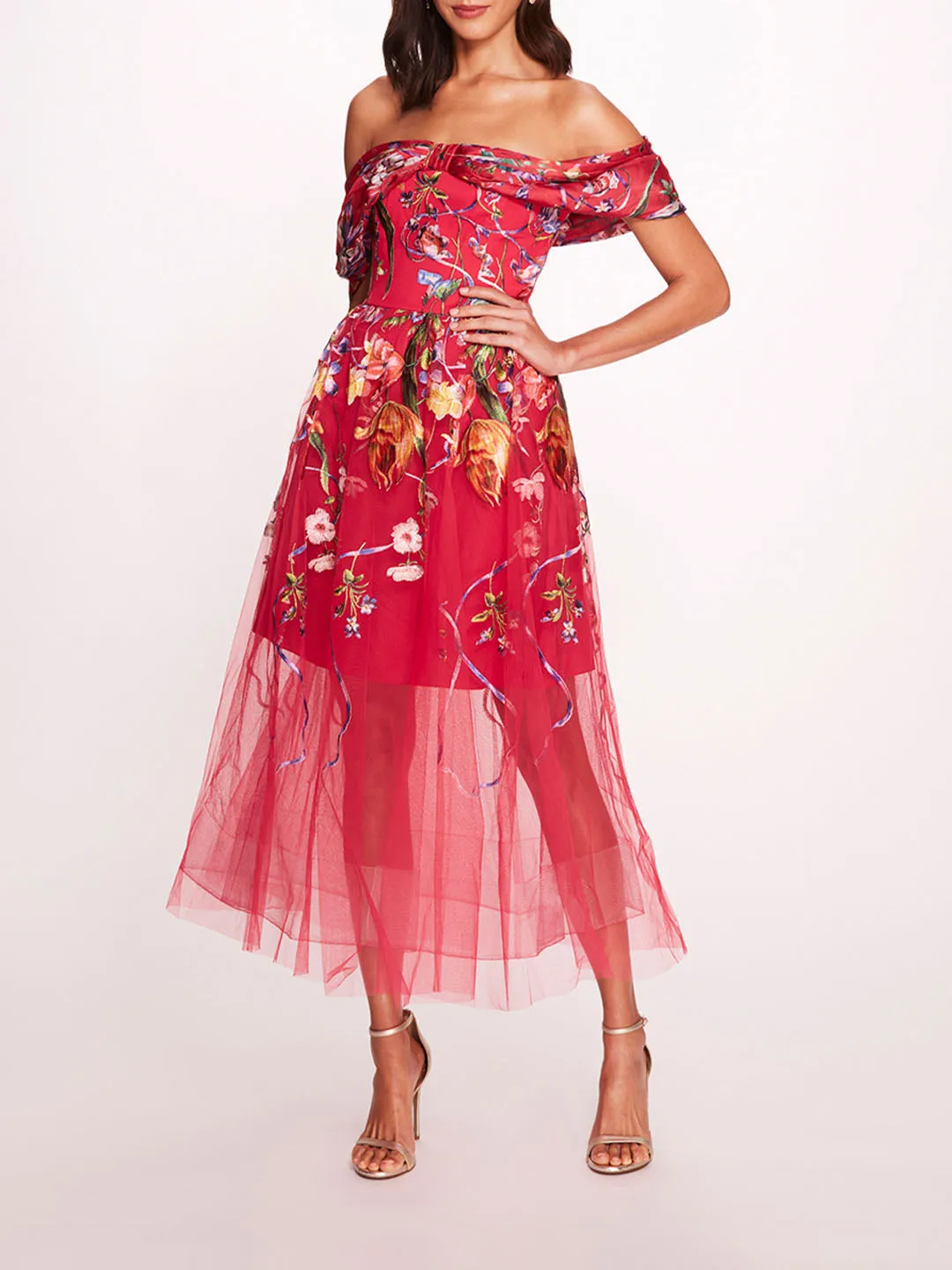 Ribbons Midi Dress sold by Marchesa