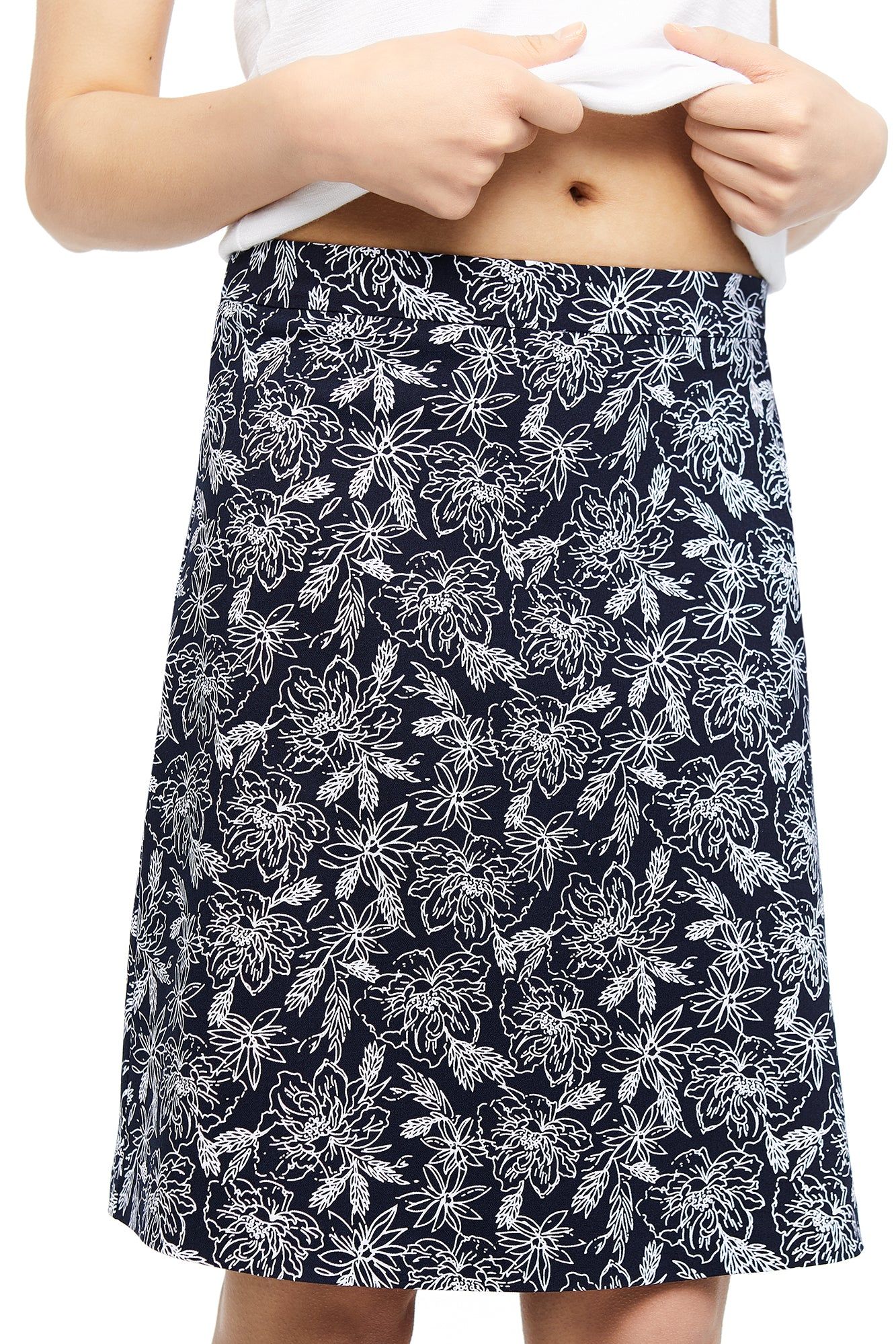 Emily Navy/White Flower Skirt sold by Margaret M product image thumbnail 5