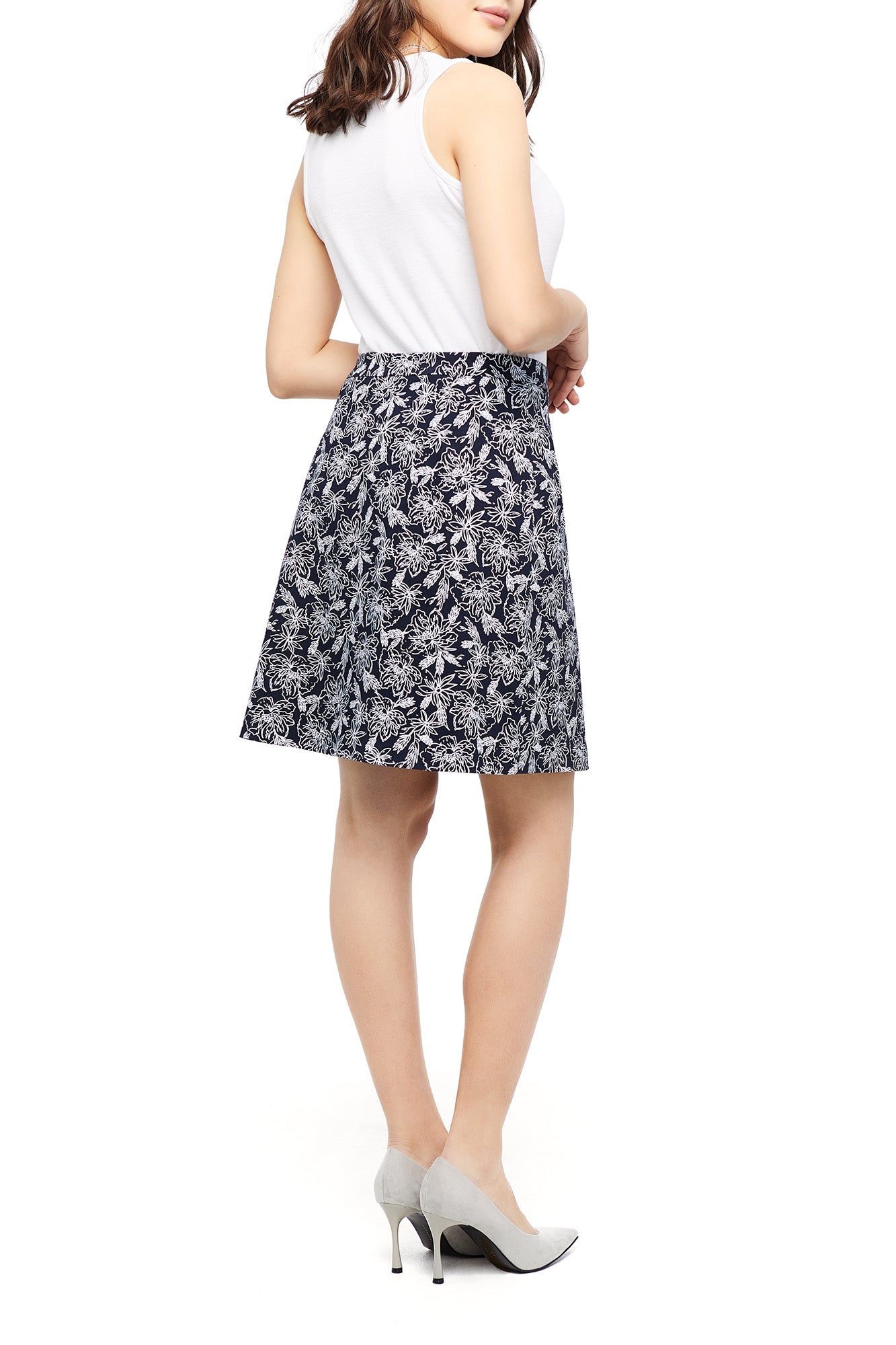 Emily Navy/White Flower Skirt sold by Margaret M product image thumbnail 4