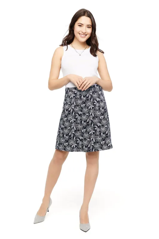 Emily Navy/White Flower Skirt sold by Margaret M