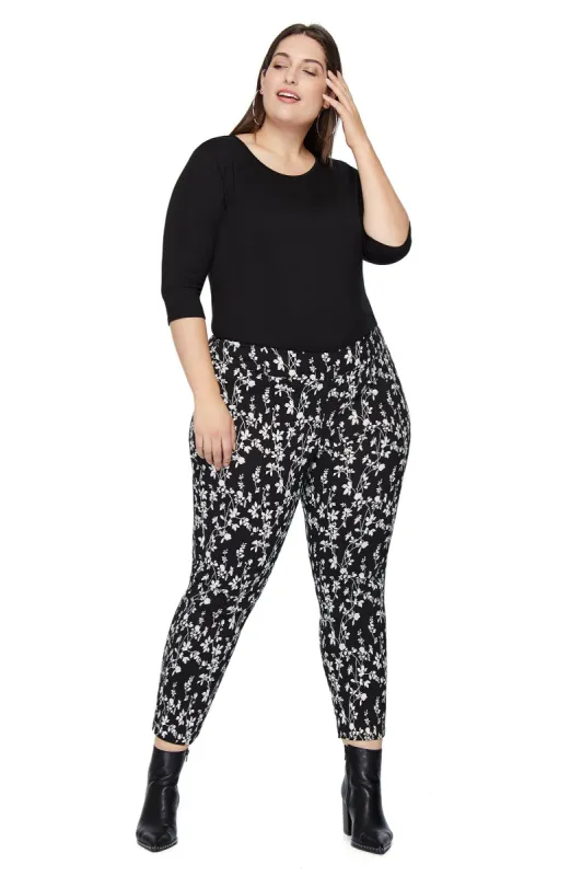 Marlie Black/White Floral Slimming Pant sold by Margaret M