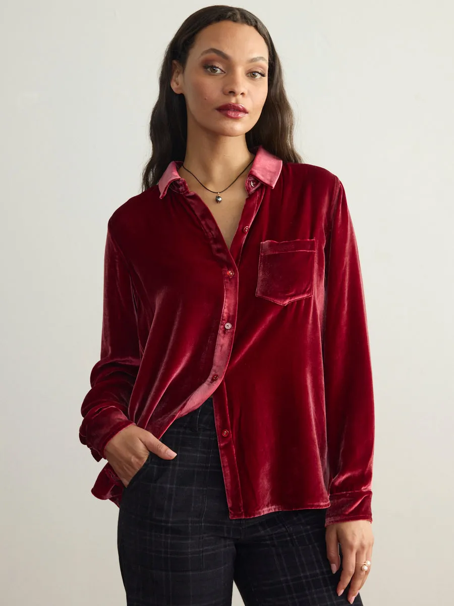 VELVET BUTTON DOWN SHIRT sold by Margaret O'Leary product image thumbnail 3