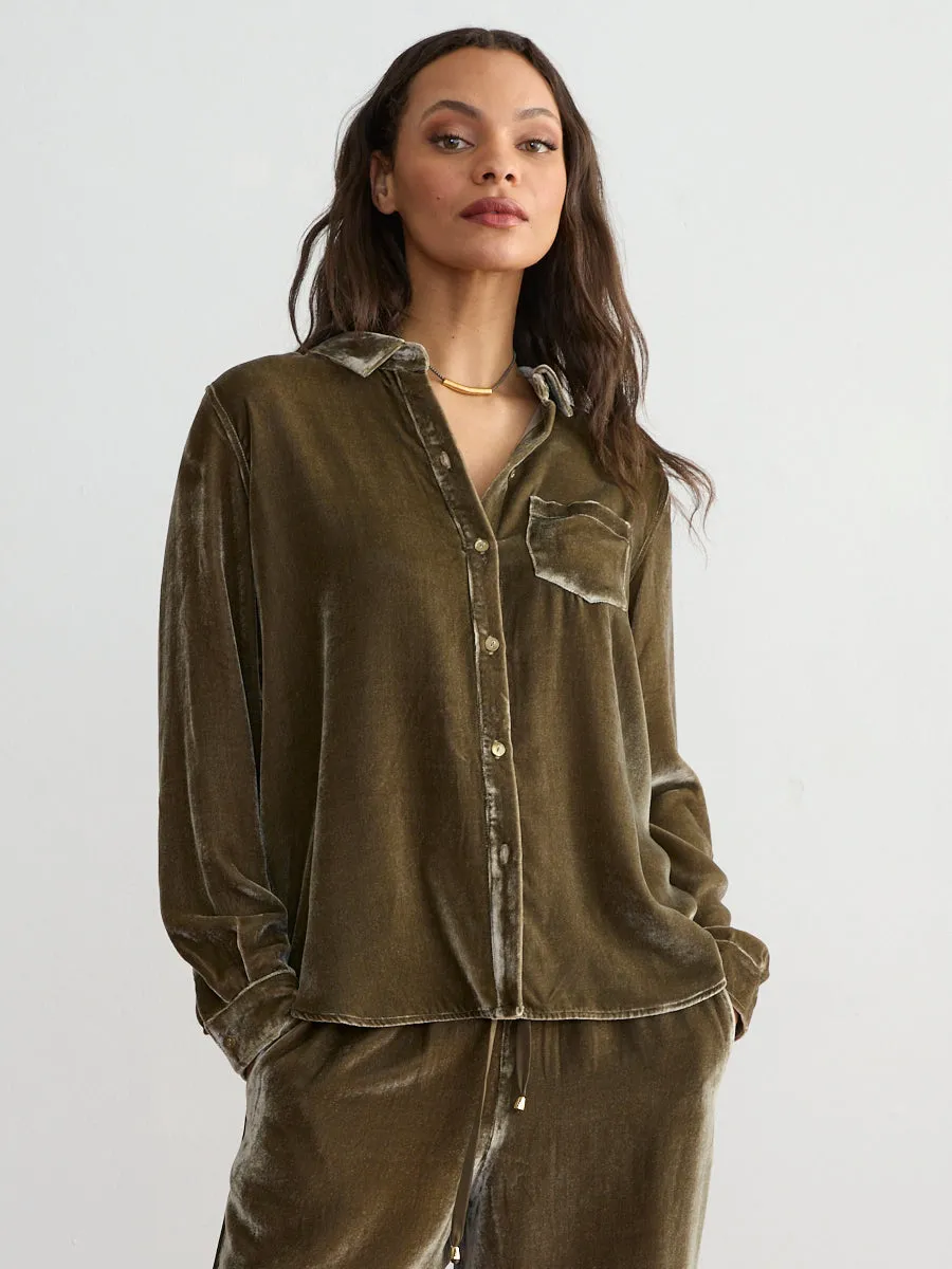 VELVET BUTTON DOWN SHIRT sold by Margaret O'Leary product image thumbnail 4