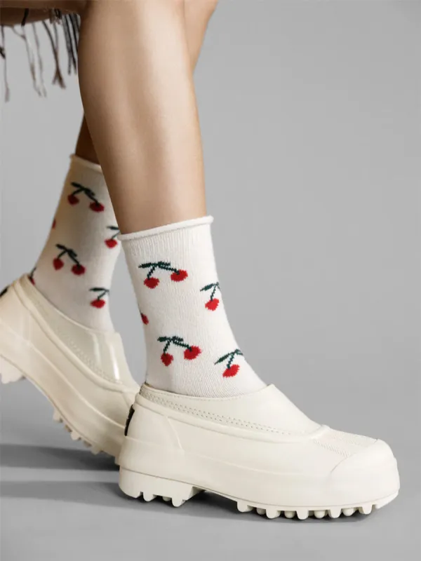 CHERRY BOMB CASHMERE CREW SOCK sold by Margaret O'Leary