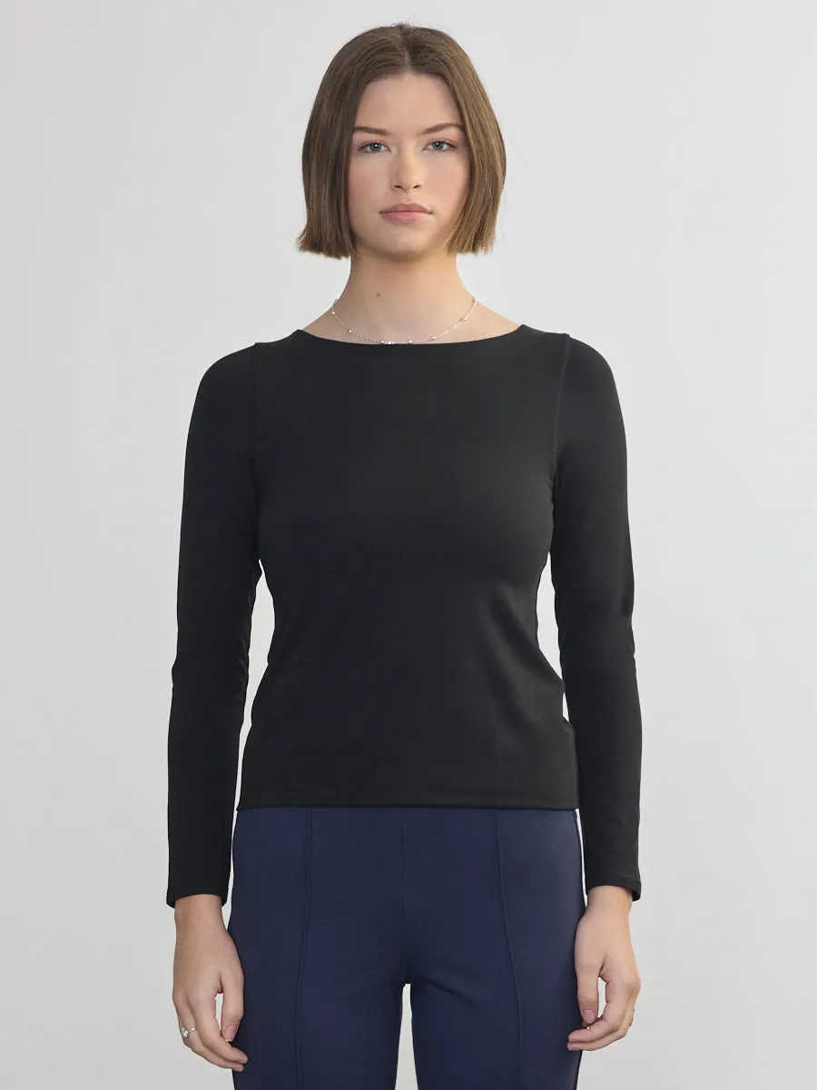 LONG SLEEVE PIMA BOAT NECK sold by Margaret O'Leary product image thumbnail 3