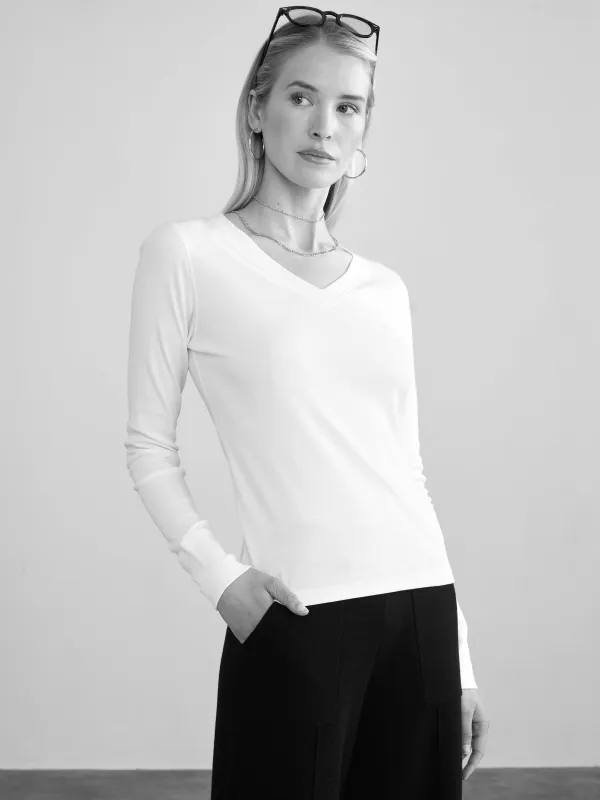 RIBBED COTTON L/S V-NECK sold by Margaret O'Leary