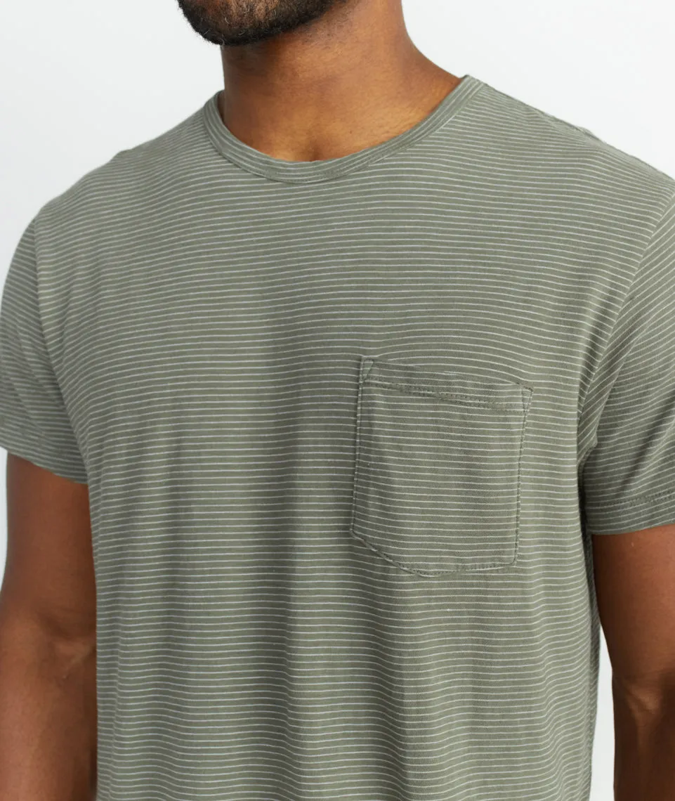 Saddle Pocket Tee in Thyme/White Stripe sold by Marine Layer product image thumbnail 4