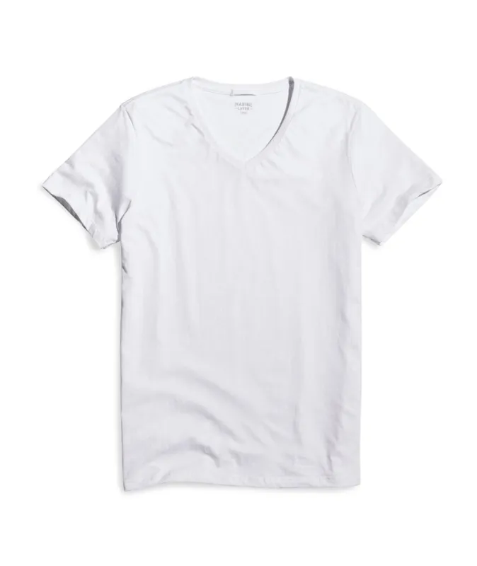 Signature V-Neck Tee in Pure White sold by Marine Layer