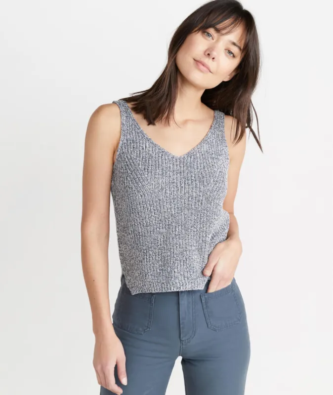 Helena Tank in Marled Blue sold by Marine Layer