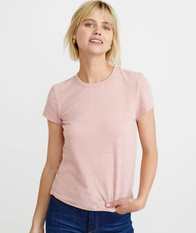 Classic Crew in Ash Rose Heather sold by Marine Layer