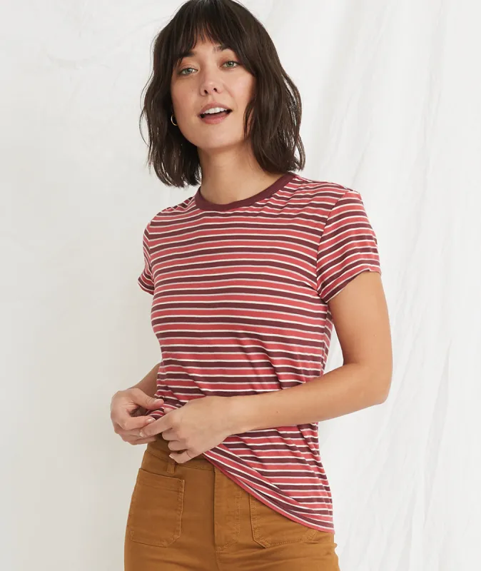 Classic Crew in Red Multi Stripe sold by Marine Layer