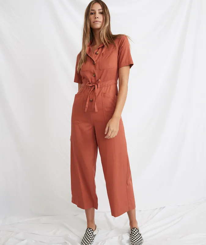 Joni Jumpsuit in Baked Clay sold by Marine Layer