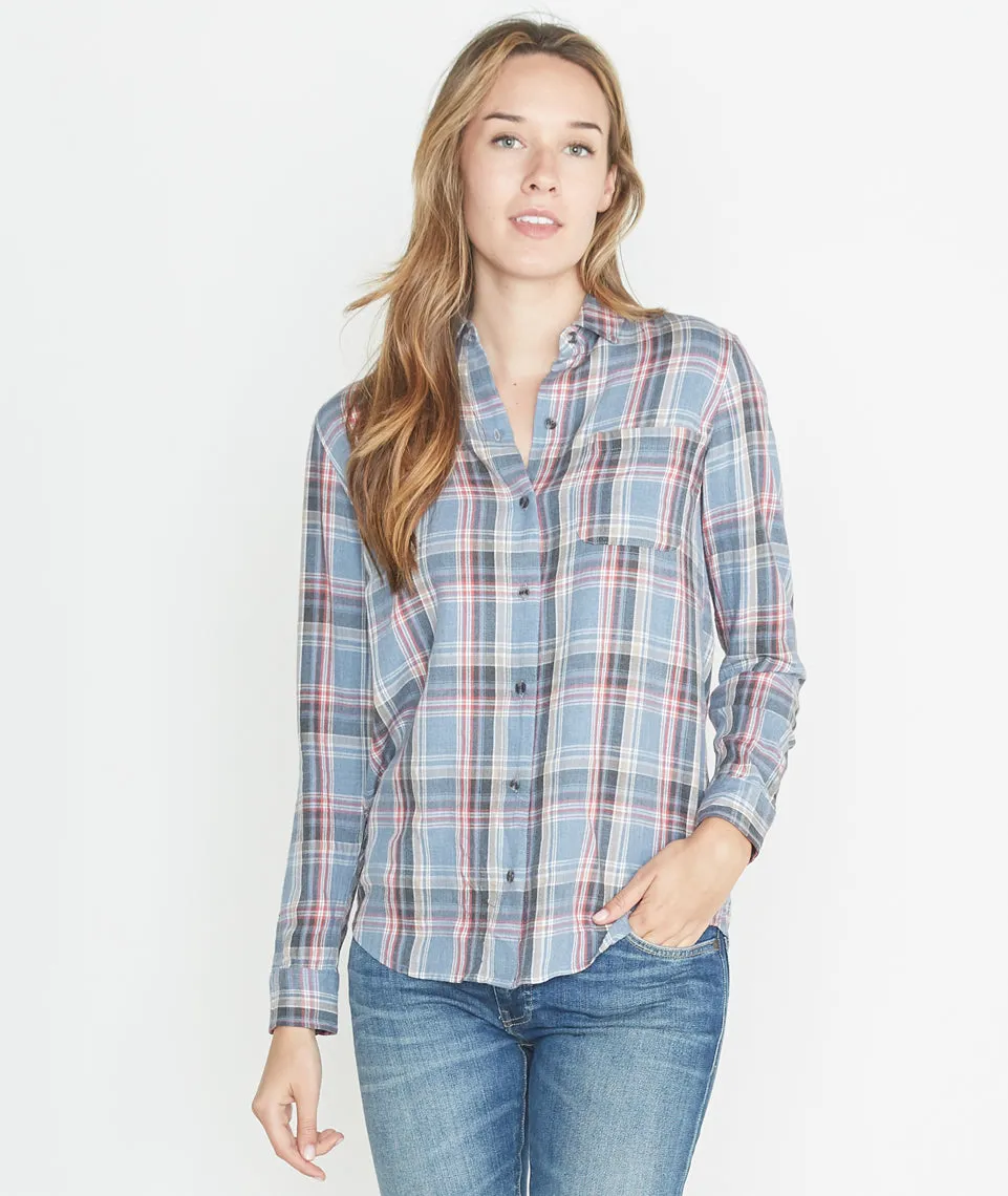 Marigold Plaid Button Down sold by Marine Layer