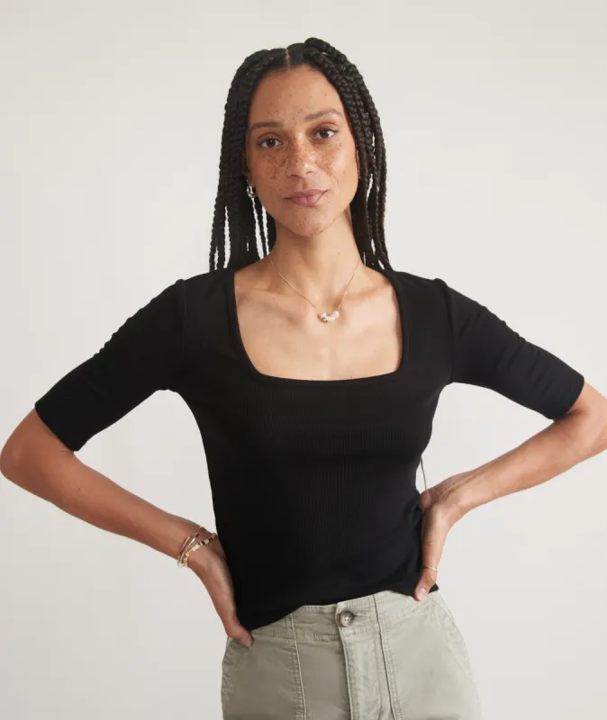 Lexi Rib Square Neck Top sold by Marine Layer