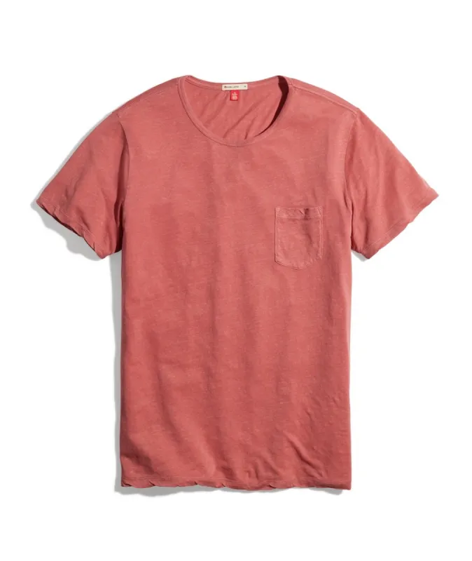 Short Sleeve Hemp Cotton Pocket Tee in Faded Rose sold by Marine Layer